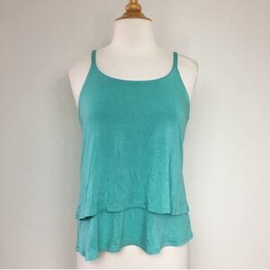 3/$25 Avaleigh Y2K Turquoise Tiered Stretch Tank Top Size Medium Coastal Casual